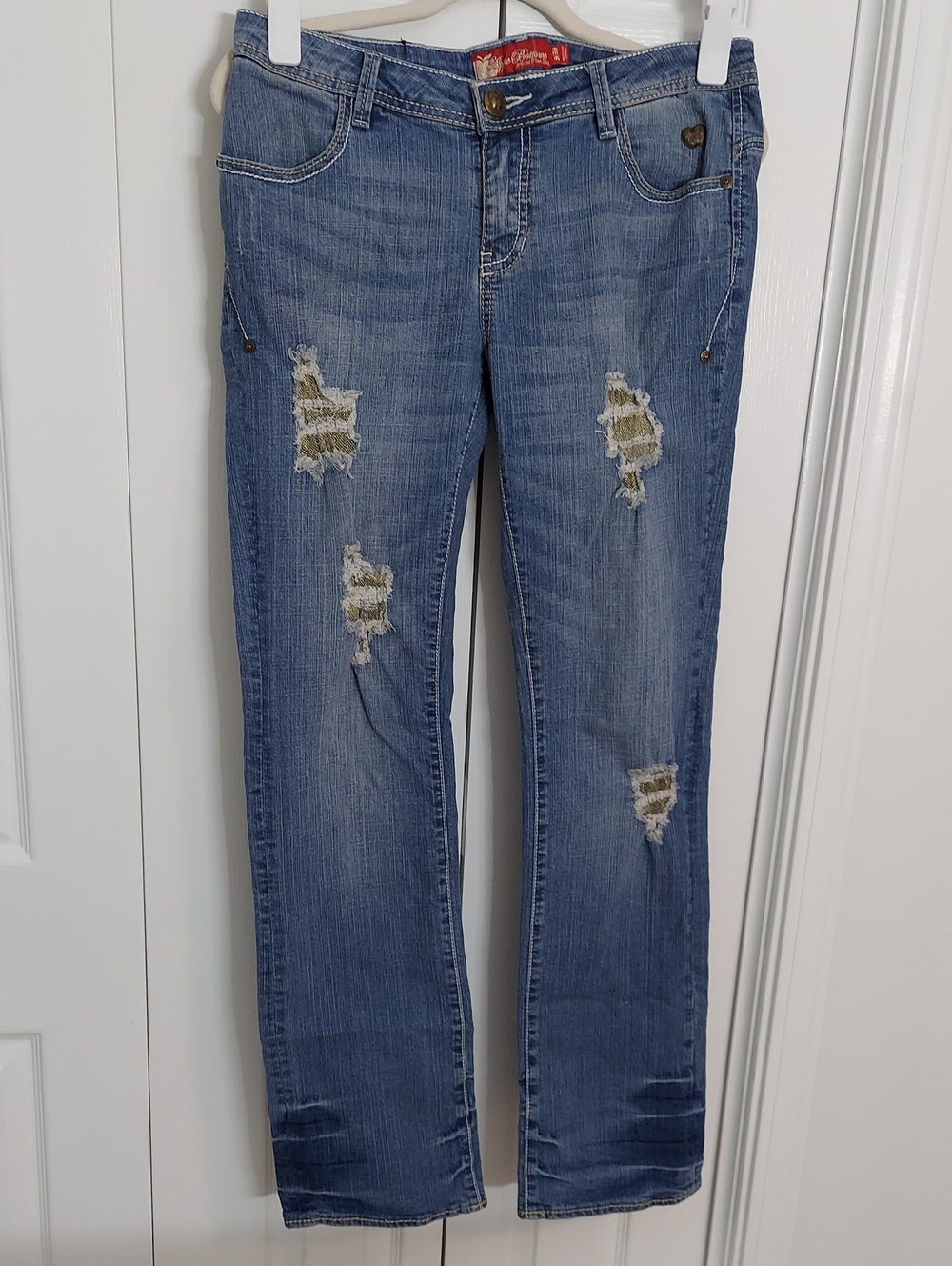Apple Bottoms Jeans, Size 10, Back Flap Pocket, Embroidered Flared Y2K